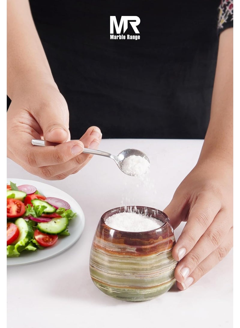 MARBLE RANGE Handmade Green Marble Salt Cellar 3.5 Inch with Lid, Salt Jar, Salt Dish & Holder, Spice & Sugar Container, Salt Dispenser for Kitchen Countertop, Perfect for Dining, Home, or Gift - Image 3